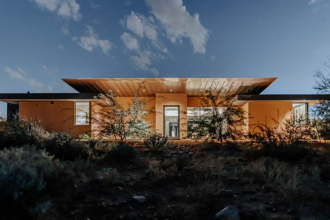 Front elevation of custom contemporary residence in Ridgeview Estates